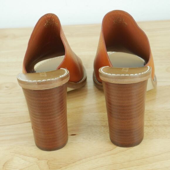 J Crew Size 10 Marlow Mules Brown Leather Slides Block Heel Sandals Preppy Boho - Picture 10 of 13